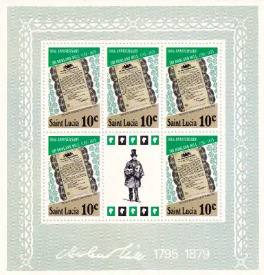 St. Lucia 1979 The 100th Anniv of the Death of Sir Rowland Hill #1 (SS/5v)-MNH (**) St. Lucia 1979 The 100th Anniv of the Death of Sir Rowland Hill #1 (SS/5v)-MNH (**)