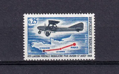 France 1968 The 50th Anniv of First Regular Internal Airmail Service-MNH (**) France 1968 The 50th Anniv of First Regular Internal Airmail Service-MNH (**)