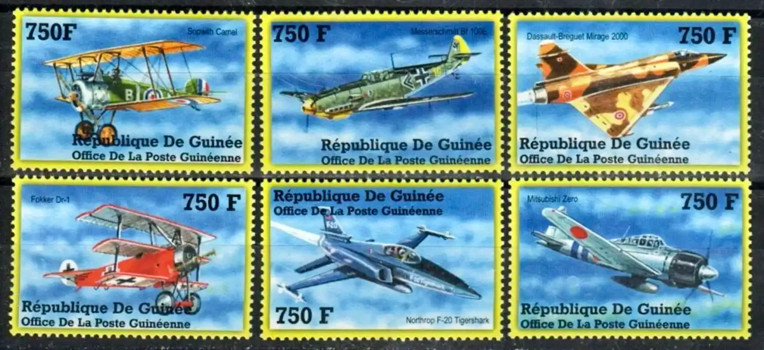 Guinea 2002 Military Aircrafts of the World. MNH(**)