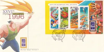 Singapore 1996 Olympic Games - Atlanta, USA, and the 100th Anniv of Modern Olympic Games. FDC