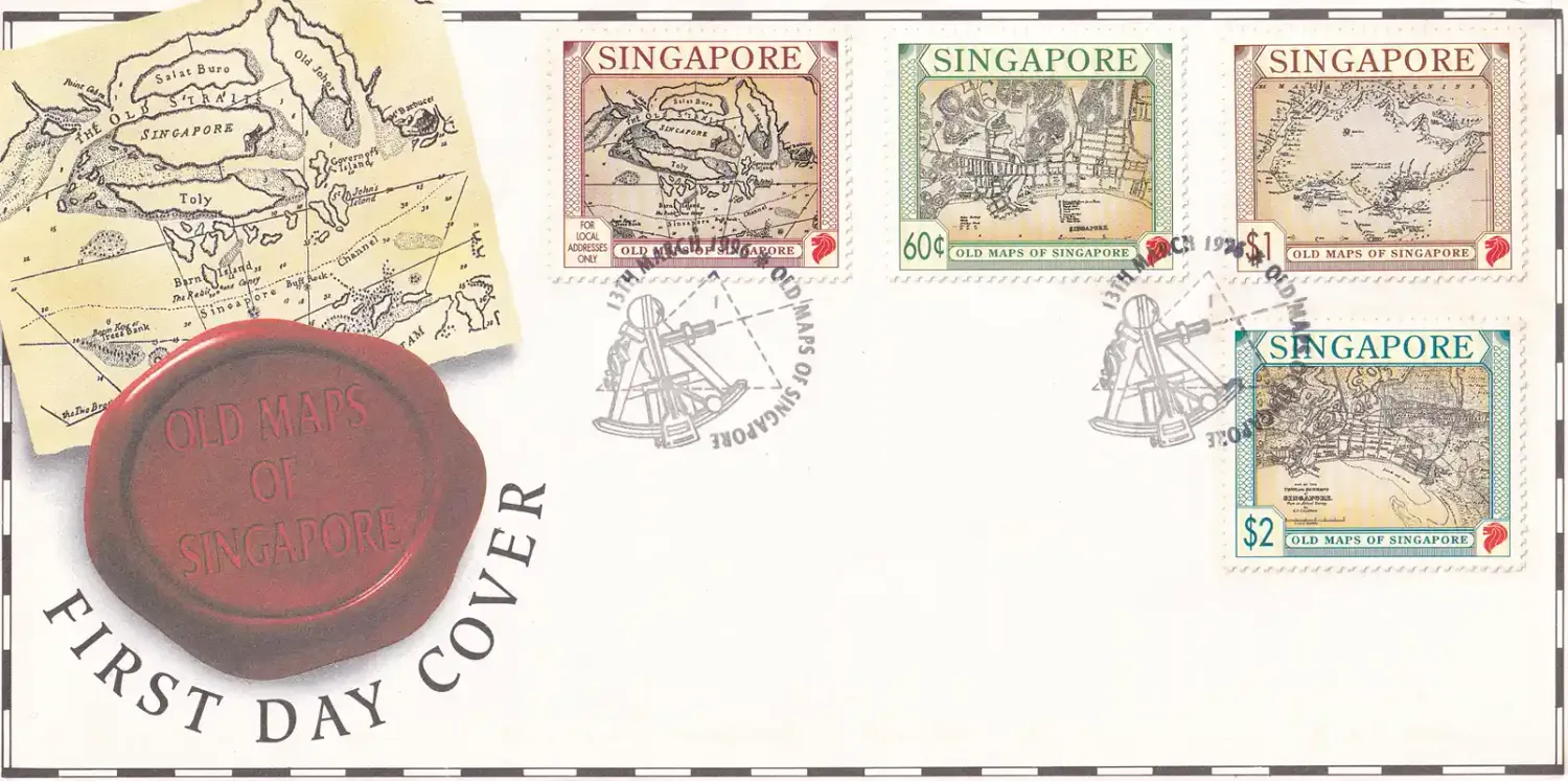 Singapore 1996 Old Maps of Singapore. FDC
