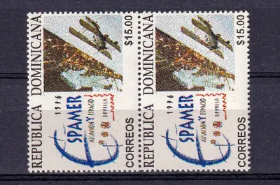 Dominican Republic 1996 "Espamer" Spanish-Latin American and "Aviation and Space" Stamp Exhibitions - Seville, Spain-MNH (**) Dominican Republic 1996 "Espamer" Spanish-Latin American and "Aviation and Space" Stamp Exhibitions - Seville, Spain-MNH (**)