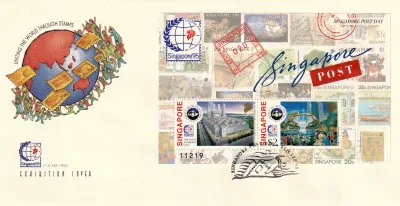 Singapore 1995 International Stamp Exhibition "SINGAPORE '95" - Singapore Post Day. FDC Singapore 1995 International Stamp Exhibition "SINGAPORE '95" - Singapore Post Day. FDC