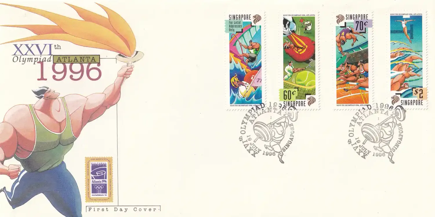 Singapore 1996 Olympic Games - Atlanta, USA, and the 100th Anniv of Modern Olympic Games. FDC