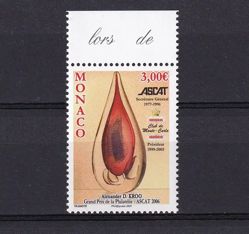 Monaco 2006 The Awarding of The Great ASCAT Philately Prize to Alexander D. Kroo-MNH(**)