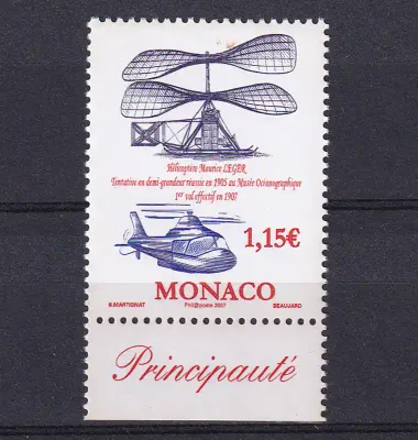 Monaco 2007 The 100th Anniversary of the First Helicopter Flight-MNH(**) Monaco 2007 The 100th Anniversary of the First Helicopter Flight-MNH(**)