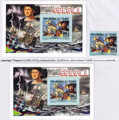 Chad 2013 Explores &amp; Sailing Ships, M/Sheet, Perf &amp; Imperf -MNH(**)