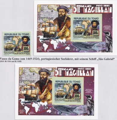 Chad 2013 Explores &amp; Sailing Ships, M/Sheet, Perf &amp; Imperf -MNH(**)