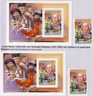 Chad 1998 Explores &amp; Sailing Ships, M/Sheet, Perf &amp; Imperf -MNH(**)