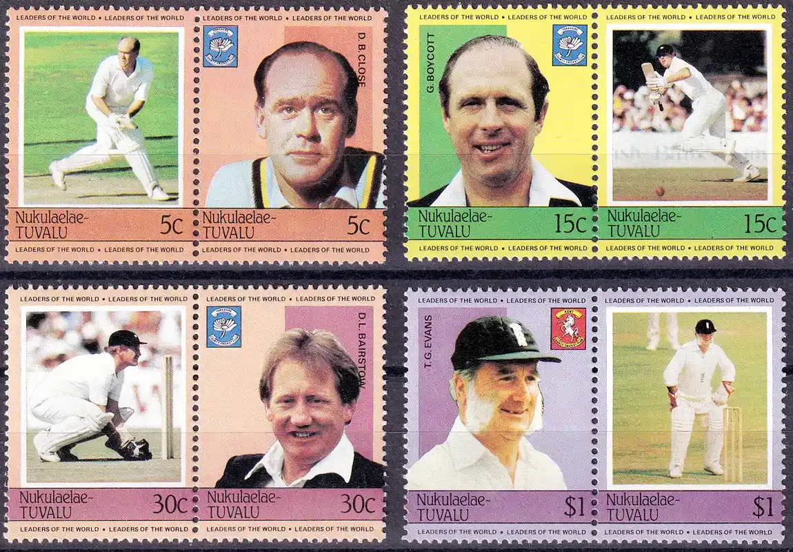 Tuvalu (Nukufetau) 1986 Famous Cricket Players. MNH(**)