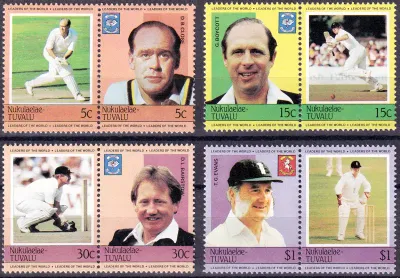 Tuvalu (Nukufetau) 1986 Famous Cricket Players. MNH(**)