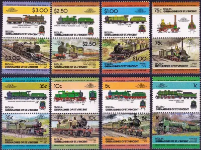Bequia (Grenadines &amp; St. Vincent) 1984 Locomotives. MNH(**)