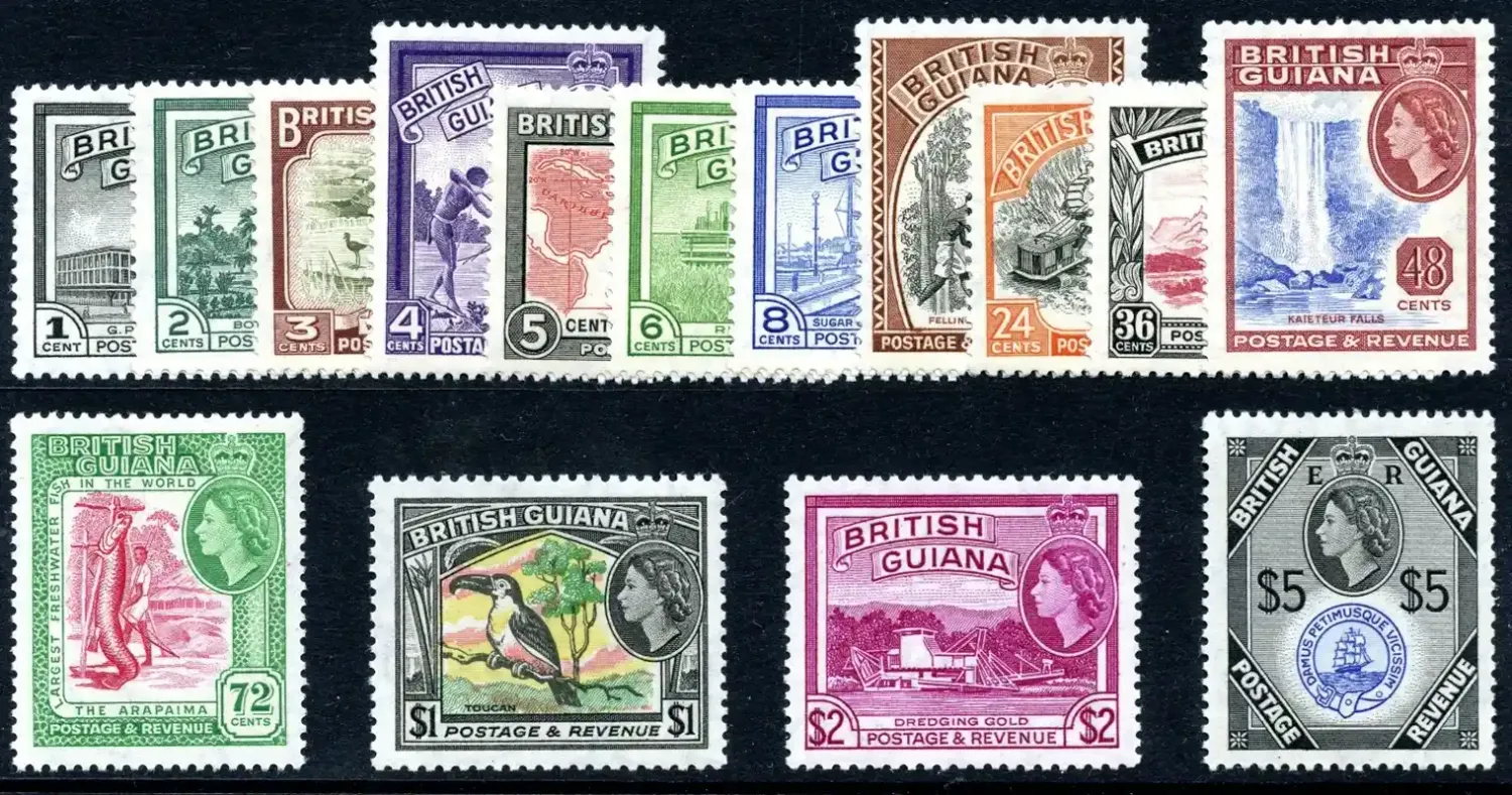 British Guiana 1954 QEII set complete, superb MNH(**)