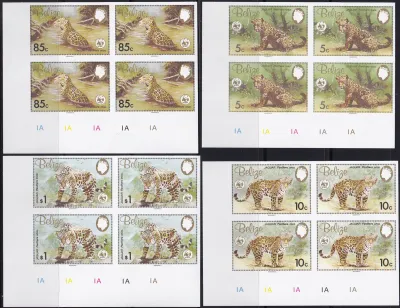 Belize 1983 World Wildlife Fund - The Jaguar, Mammals. C/Blocks. Proof, Imperf MNH(**)
