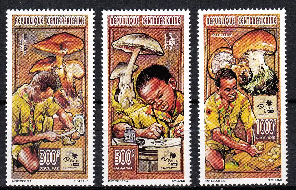Central African Republic 1995 Fungi, Mushrooms. MNH(**)