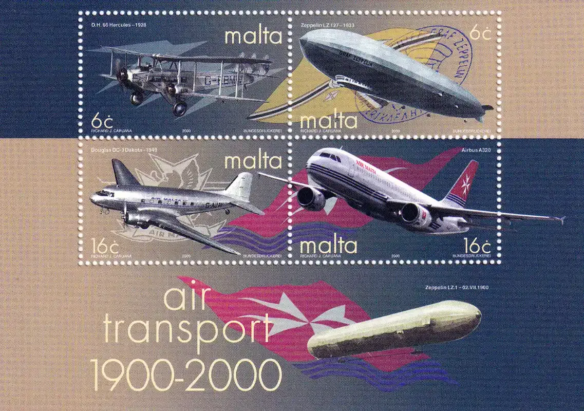Malta 2000 The 100th Anniv of Air Transport, Aviation. MNH(**)