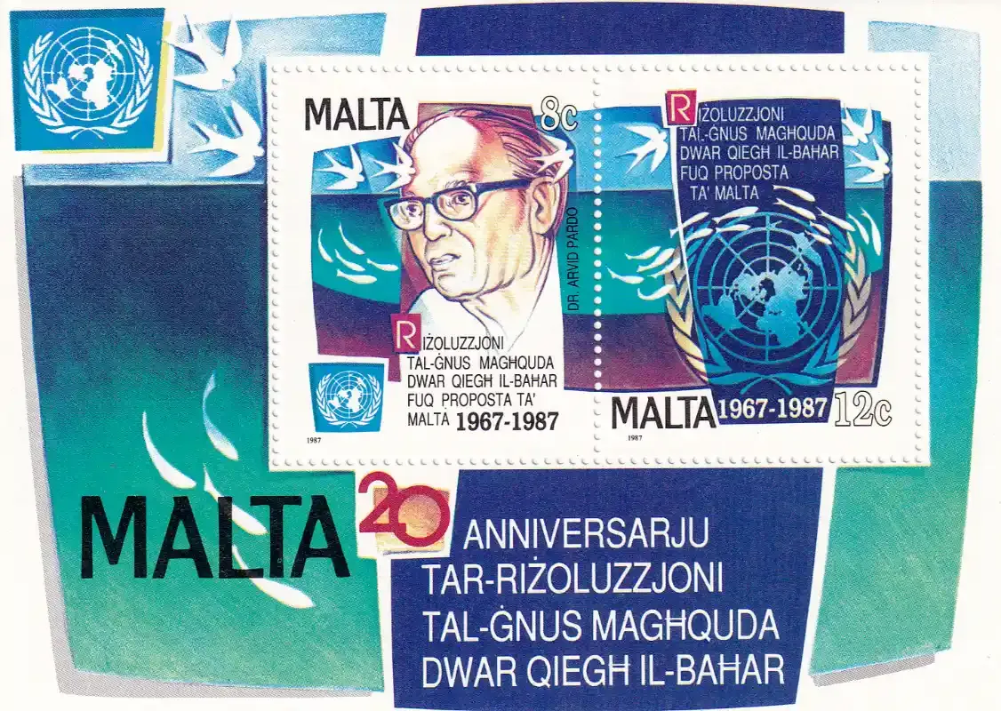 Malta 1987 UN Resolution on the Peaceful Use of Marine Research. MNH(**)