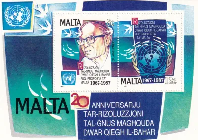 Malta 1987 UN Resolution on the Peaceful Use of Marine Research. MNH(**)