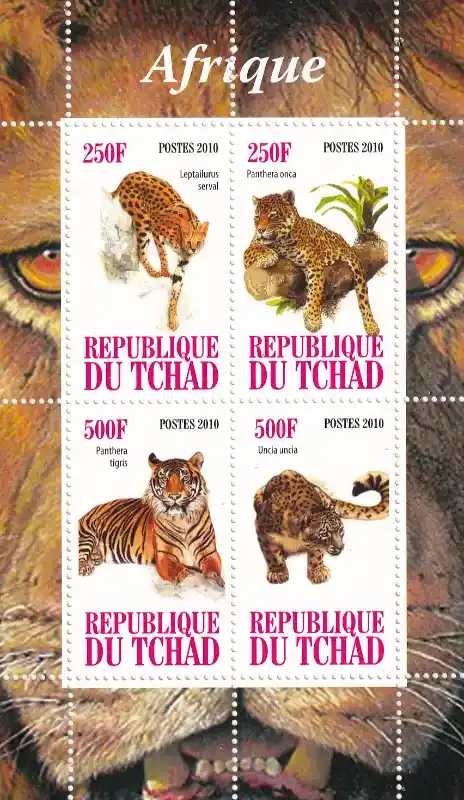 Chad 2010 Cats, African Tiger. Animals. MNH (**)