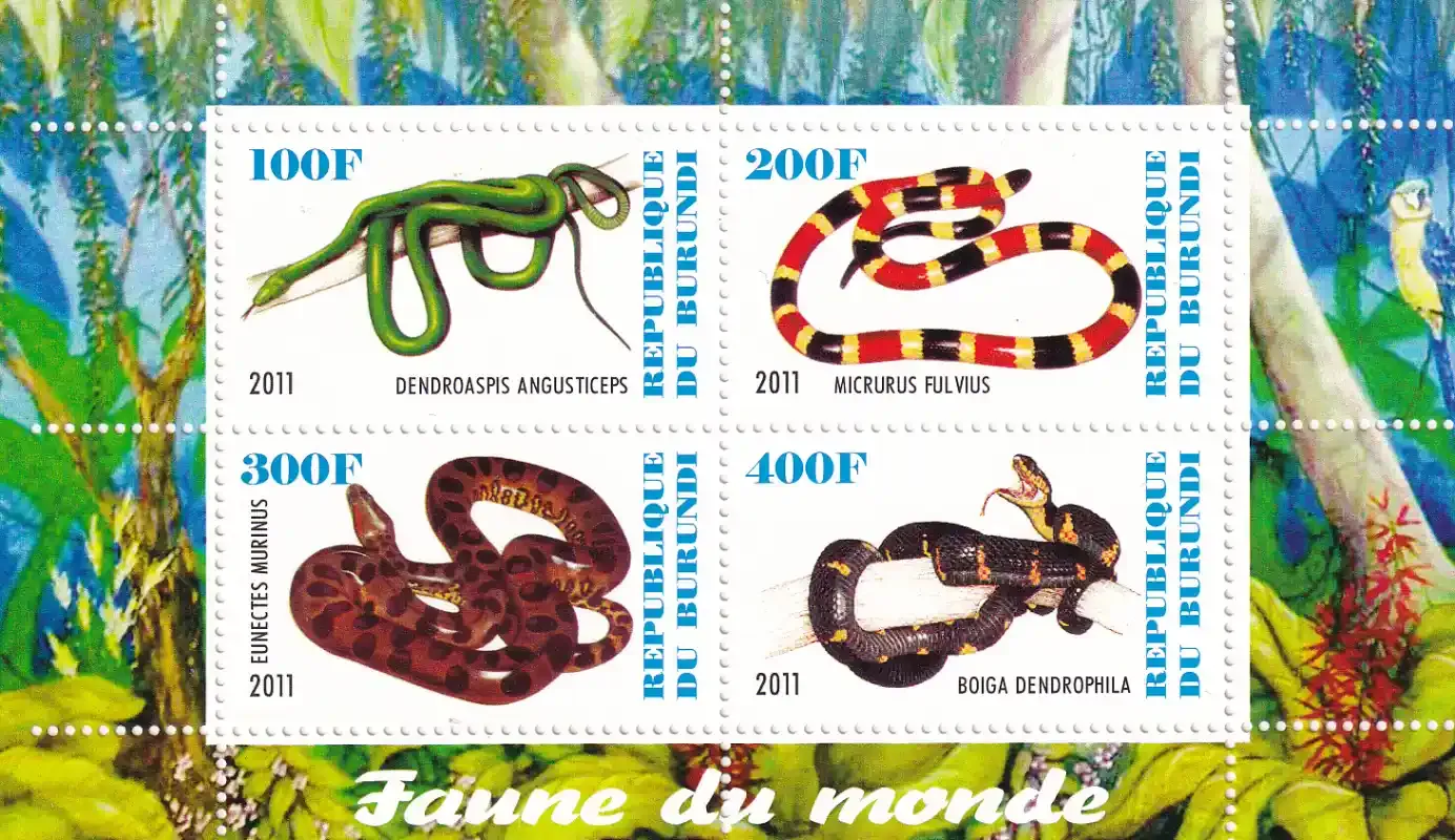 Burundi 2011 Snakes. MNH (**)