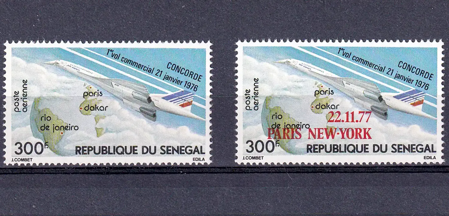 Senegal 1976 Airmail - Concorde's First Commercial Flight, 1977, Overprinted PARIS NEW - YORK 22.11.77. MNH (**)