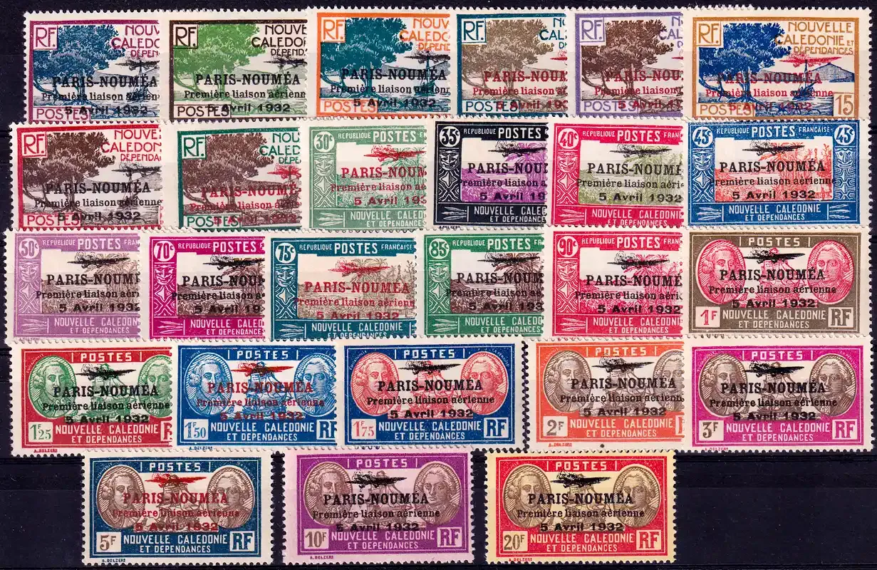 France (New Caledonia) 1933 Airmail - 1st Anniv of Paris-Noumea Flight. Full set, MNH(**)