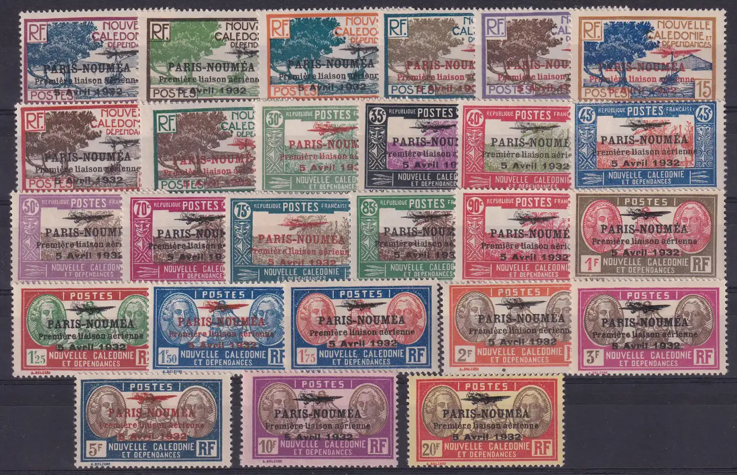 France (New Caledonia) 1933 Airmail - 1st Anniv of Paris-Noumea Flight. Full set, MNH(**) France (New Caledonia) 1933 Airmail - 1st Anniv of Paris-Noumea Flight. Full set, MNH(**)