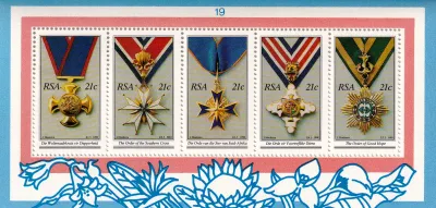 South Africa 1990 National Orders/Medals (ss/5v)-MNH(**) South Africa 1990 National Orders/Medals (ss/5v)-MNH(**)