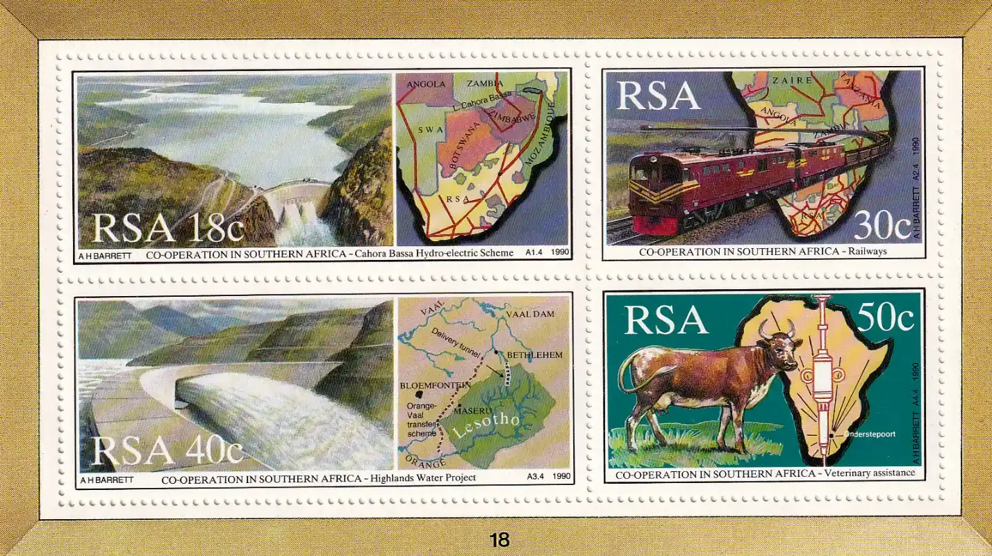 South Africa 1990 Cooperation in Southern Africa/Maps (ss/4v)-MNH(**) South Africa 1990 Cooperation in Southern Africa/Maps (ss/4v)-MNH(**)