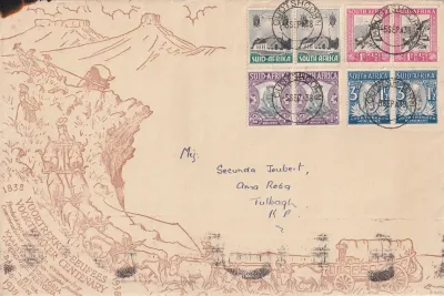 South Africa 1933 Voortrekker Monument FDC. Very scarce "Oudshoorn" cancelation. South Africa 1933 Voortrekker Monument FDC. Very scarce "Oudshoorn" cancelation.