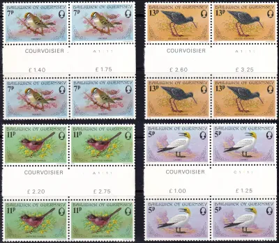 Guernsey 1978 Birds, Gutter Blocks. MNH(**) Guernsey 1978 Birds, Gutter Blocks. MNH(**)