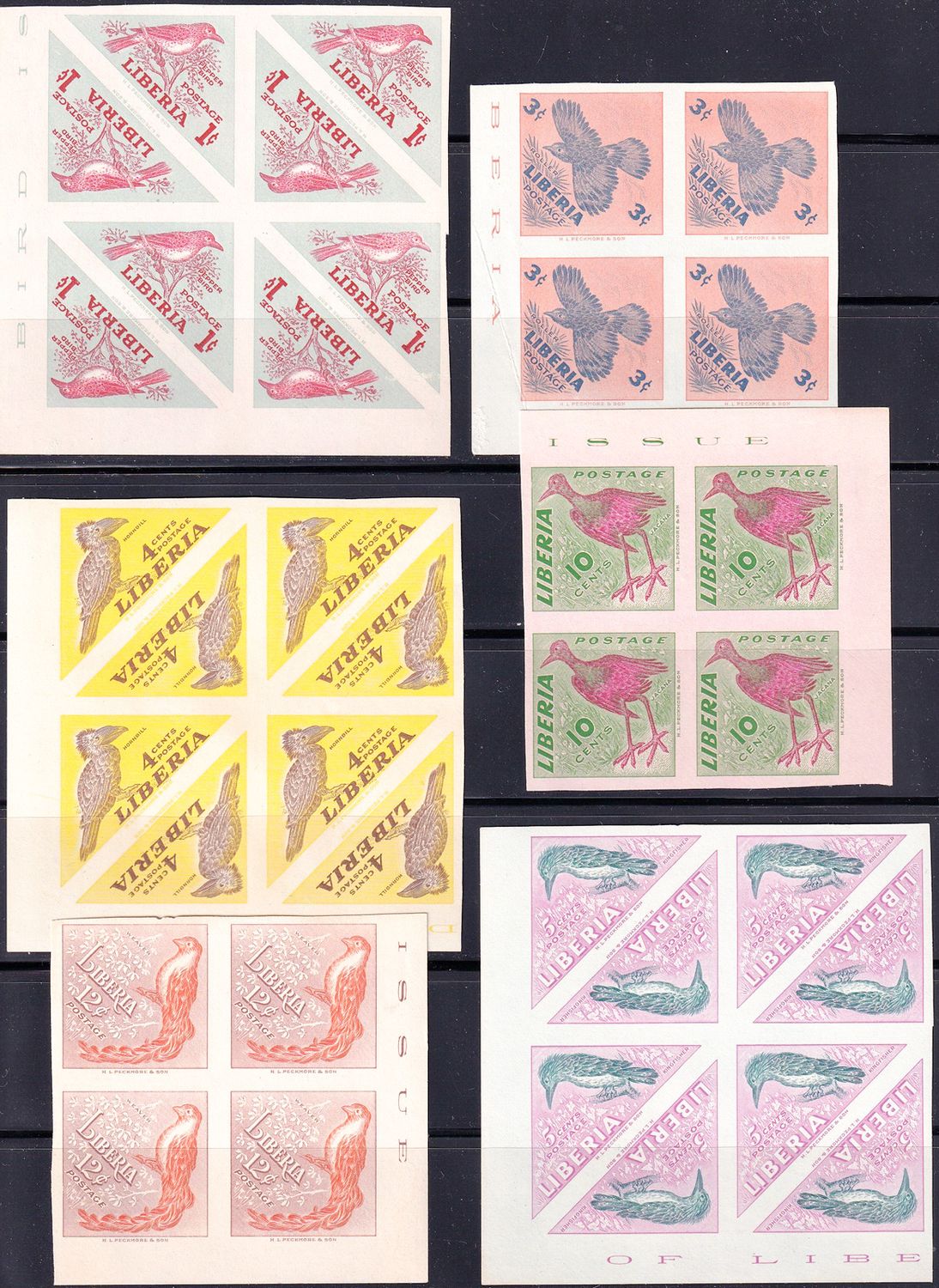 Liberia 1953 Local Birds Proof / Imperf-MNH (**) Liberia 1953 Local Birds Proof / Imperf-MNH (**)