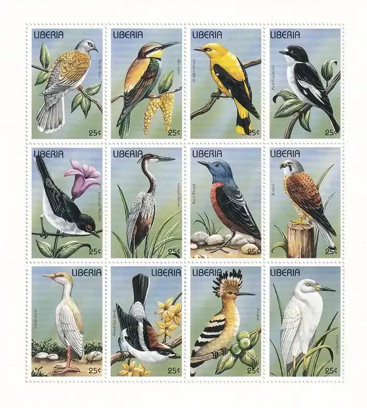 Liberia 1996 Birds (ss/12v)-MNH (**) Liberia 1996 Birds (ss/12v)-MNH (**)