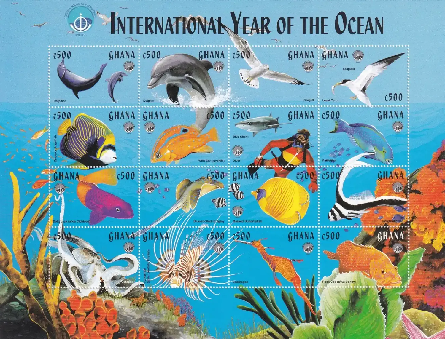Ghana 1998 International Year of the Ocean-MNH (**) Ghana 1998 International Year of the Ocean-MNH (**)