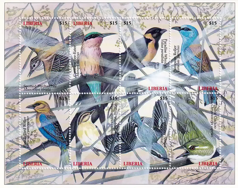 Liberia 2000 Birds of the World (ss/8v)-MNH (**) Liberia 2000 Birds of the World (ss/8v)-MNH (**)