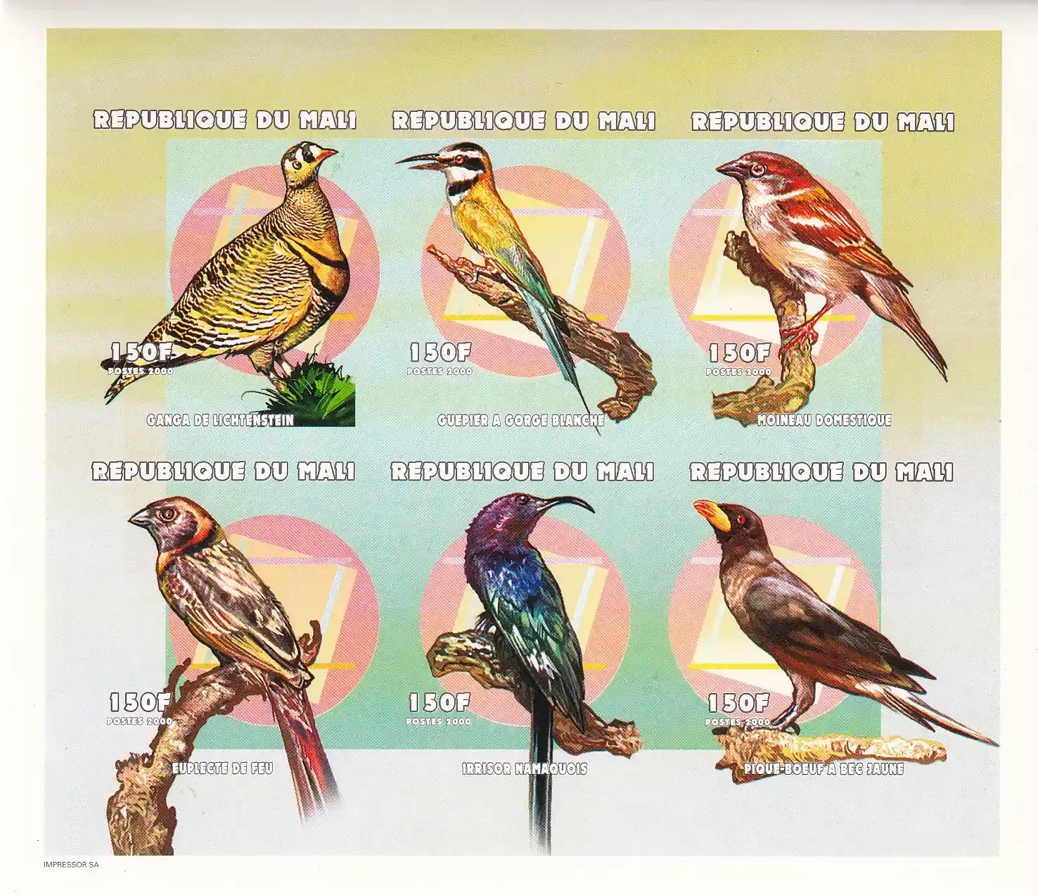 Mali 2000 Birds of the World. Imperf Sheet-MNH (**) Mali 2000 Birds of the World. Imperf Sheet-MNH (**)