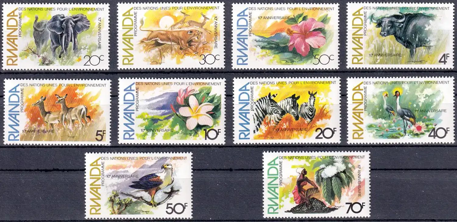 Rwanda 1982 Anniv of United Nations Environment Programme, Birds & Mammals-MNH (**) Rwanda 1982 Anniv of United Nations Environment Programme, Birds & Mammals-MNH (**)