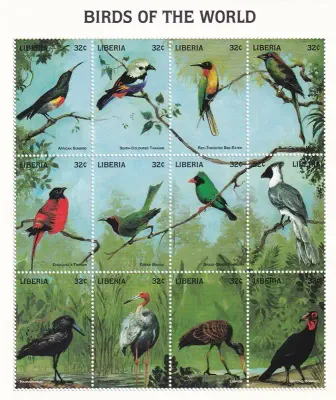 Liberia 1998 Birds from Around the World (ss/9v)-MNH (**)