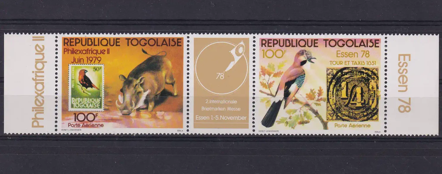 Togo 1978 Airmail - Stamp Fair "Essen '78" - "Philexafrique" - Libreville, Gabon. MNH(**) Togo 1978 Airmail - Stamp Fair "Essen '78" - "Philexafrique" - Libreville, Gabon. MNH(**)