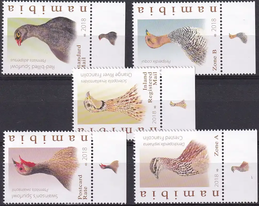 Namibia 2018 Birds - Francolins and Spurfowls of Namibia. MNH(**) Namibia 2018 Birds - Francolins and Spurfowls of Namibia. MNH(**)