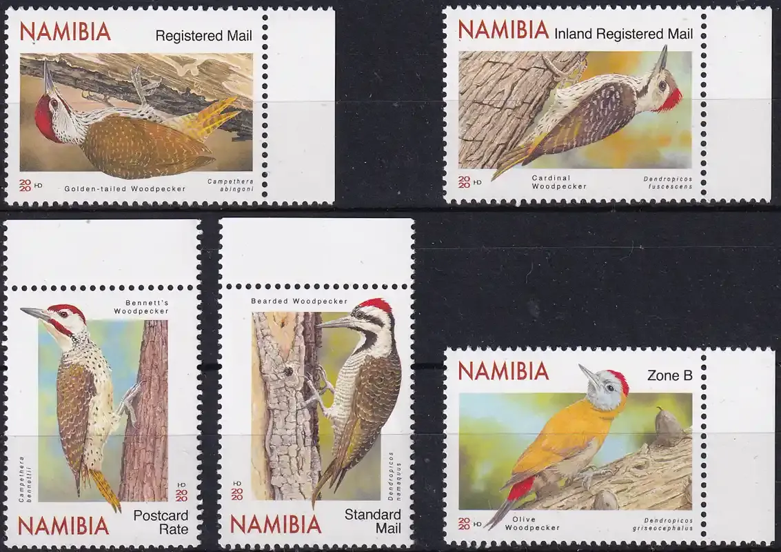 Namibia 2020 Birds - Woodpeckers. MNH(**) Namibia 2020 Birds - Woodpeckers. MNH(**)