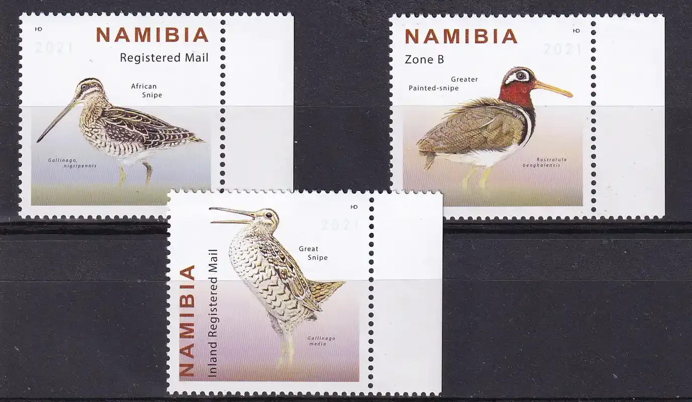Namibia 2021 Birds - Snipes of Namibia. MNH(**) Namibia 2021 Birds - Snipes of Namibia. MNH(**)
