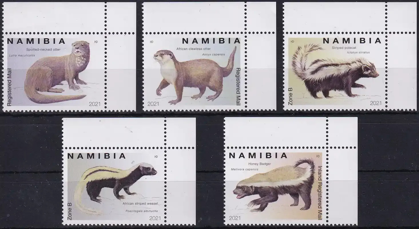 Namibia 2021 Fauna - Mustelids. MNH(**) Namibia 2021 Fauna - Mustelids. MNH(**)