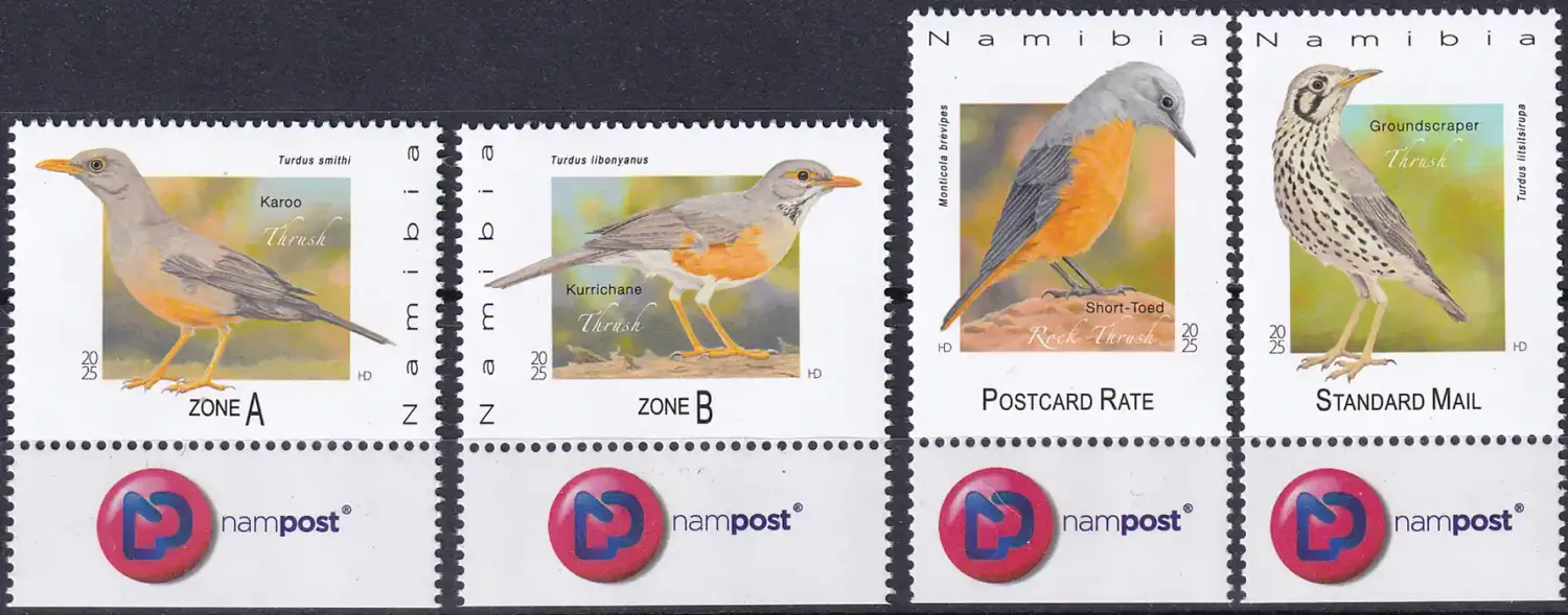 Namibia 2025 Birds - Thrushes. MNH(**) Namibia 2025 Birds - Thrushes. MNH(**)