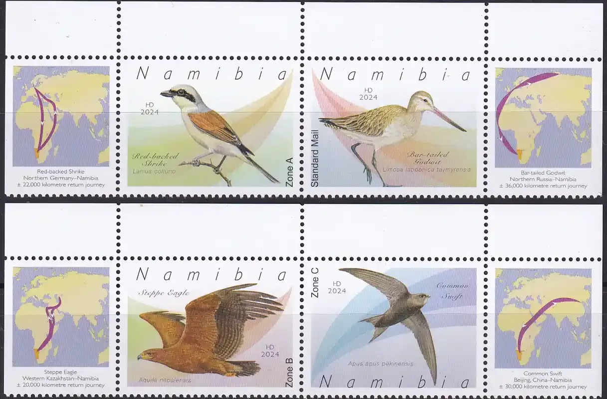 Namibia 2025 Birds - Migratory Birds. MNH(**) Namibia 2025 Birds - Migratory Birds. MNH(**)