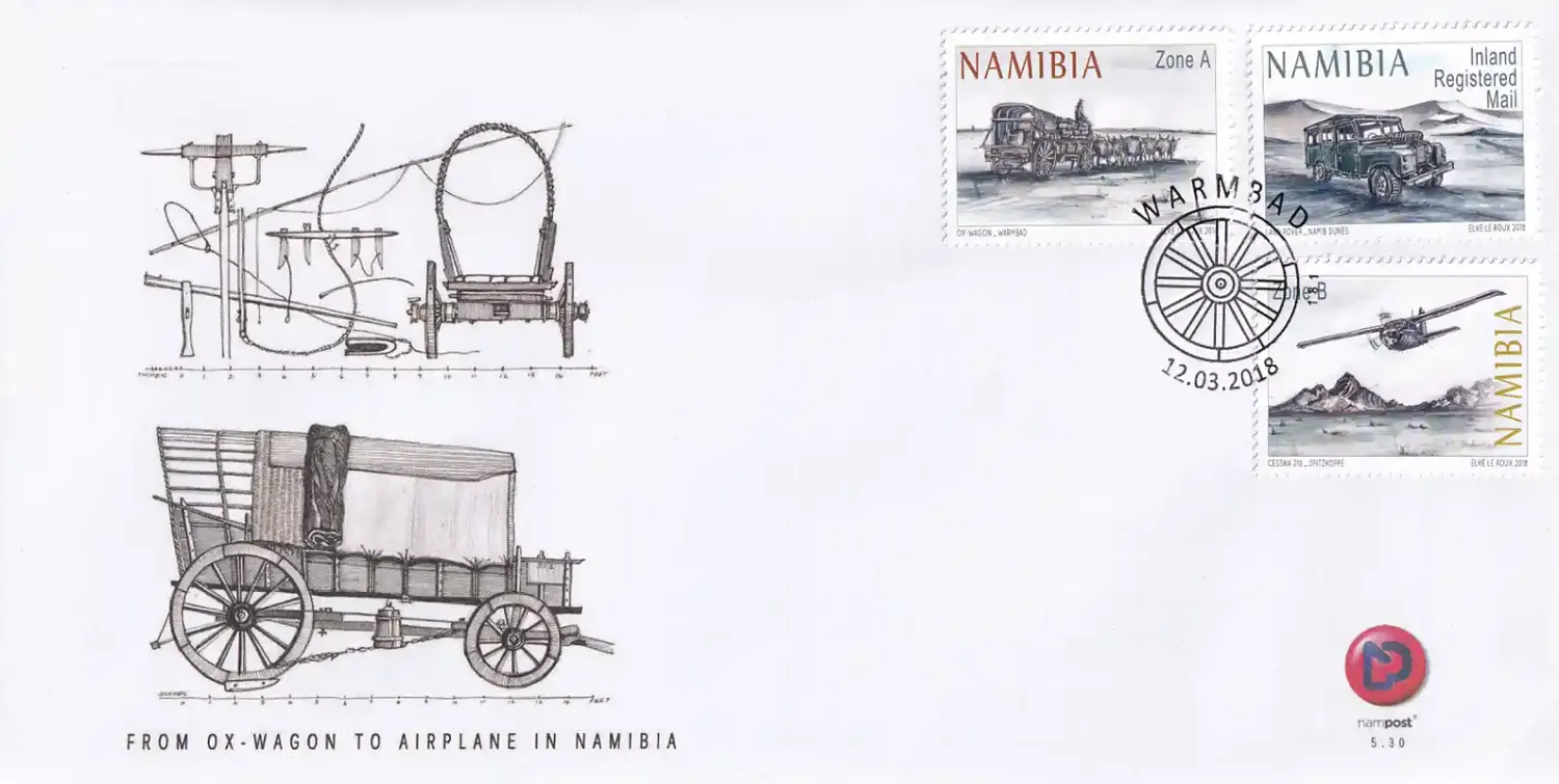 Namibia 2018 From Ox-Wagon to Airplane. FDC Namibia 2018 From Ox-Wagon to Airplane. FDC