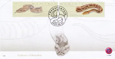 Namibia 2025 Reptiles - Pythons of Namibia. FDC Namibia 2025 Reptiles - Pythons of Namibia. FDC
