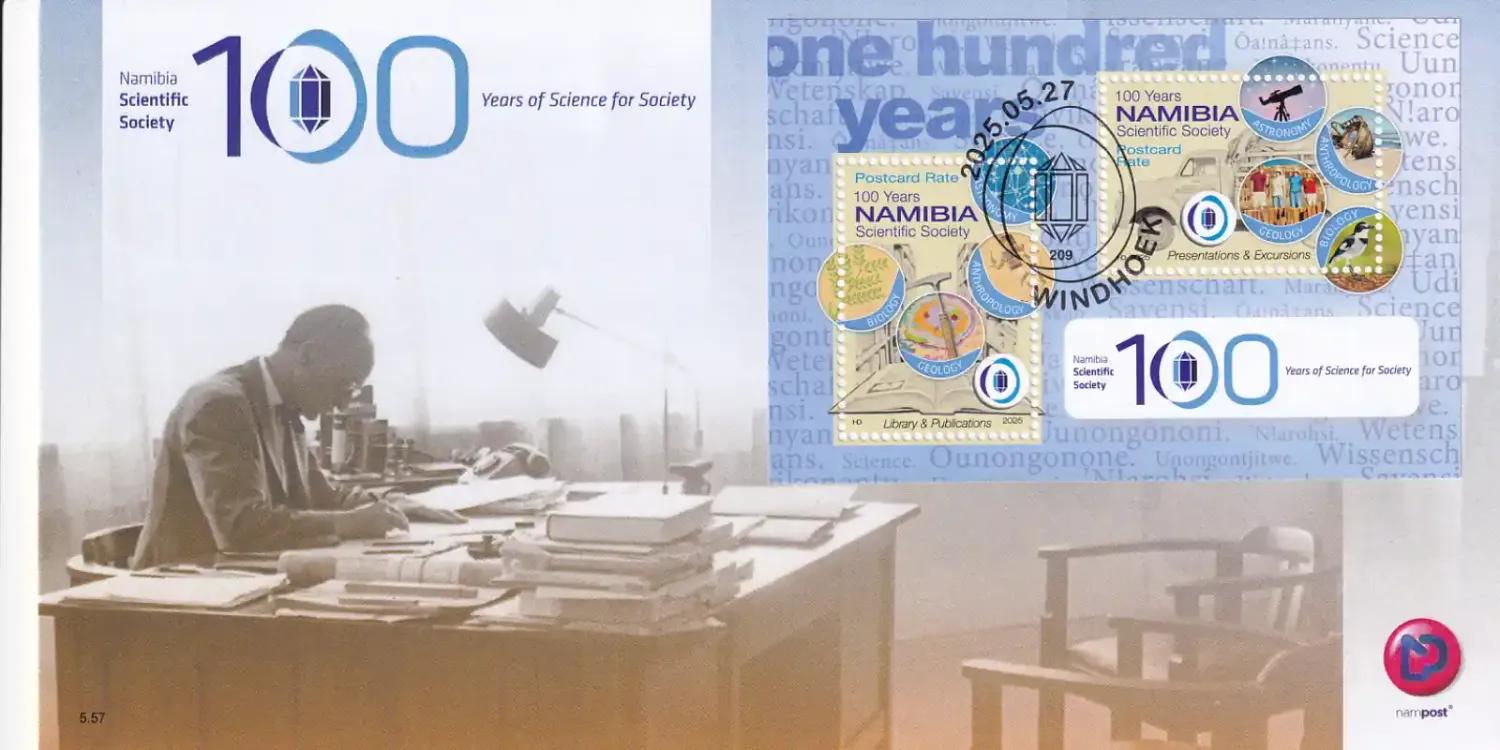 Namibia 2025 Anniv of the Namibia Scientific Society. FDC Namibia 2025 Anniv of the Namibia Scientific Society. FDC