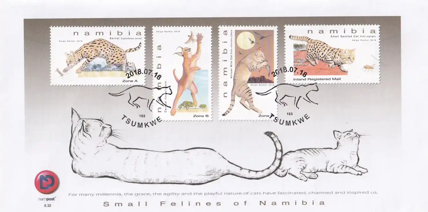 Namibia 2018 Small Felines of Namibia. FDC Namibia 2018 Small Felines of Namibia. FDC