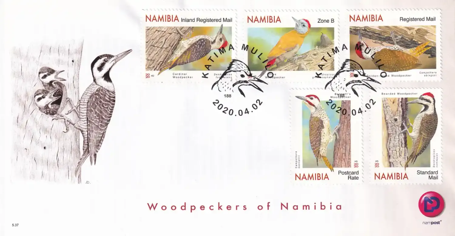 Namibia 2020 Birds - Woodpeckers. FDC Namibia 2020 Birds - Woodpeckers. FDC